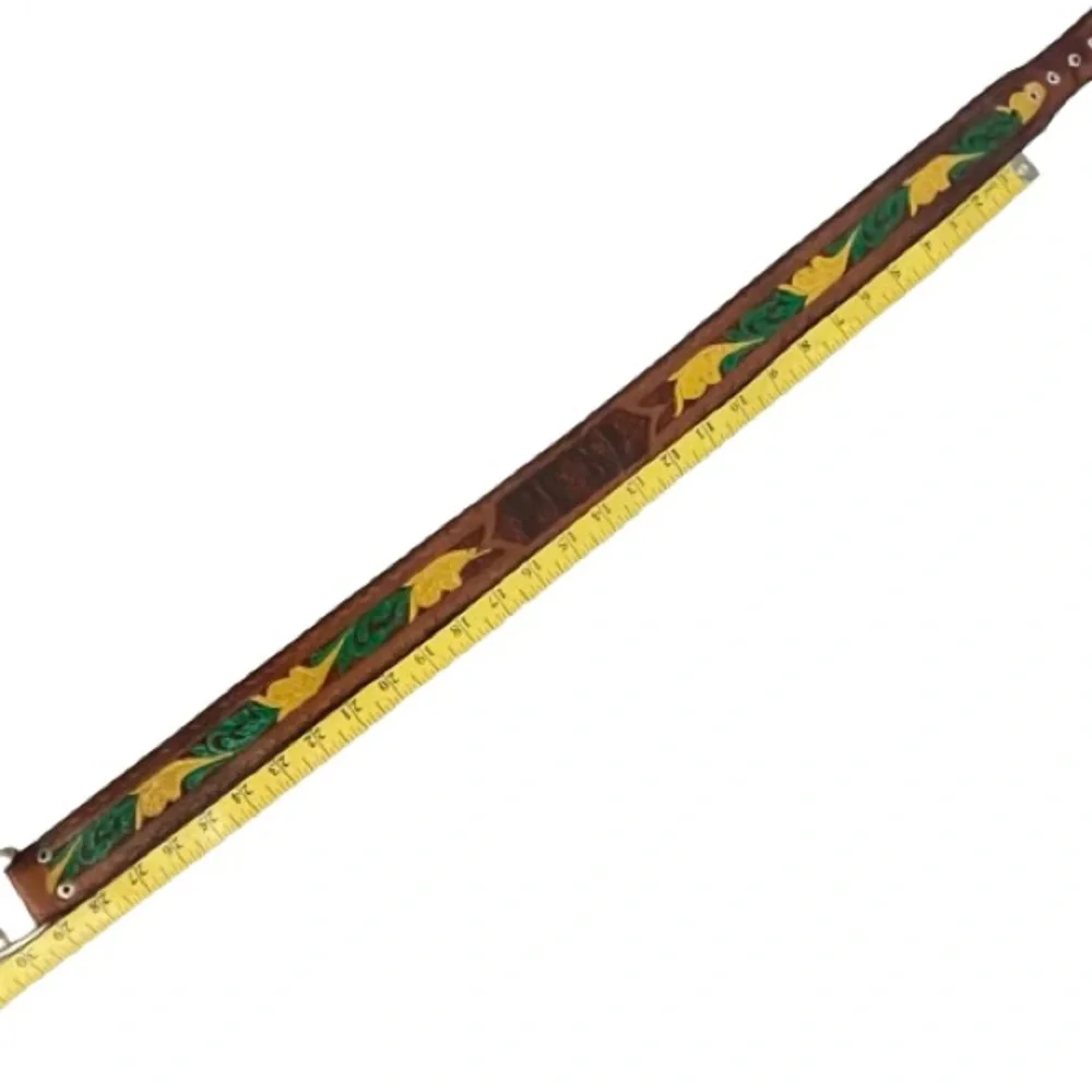 Vintage 70s Western Leather Tooled Belt | Embossed Name | Retro Rockabilly Hip